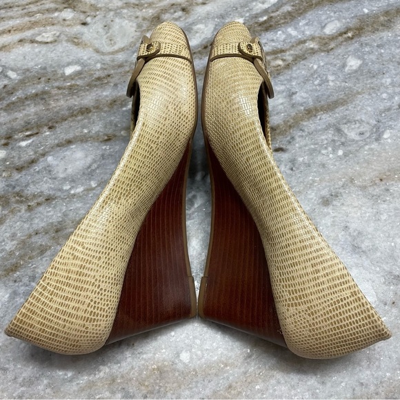 Tory Burch Mini Miller Open-Toe Wedge Shoes in trench tan women’s 8.5 - Picture 6 of 14